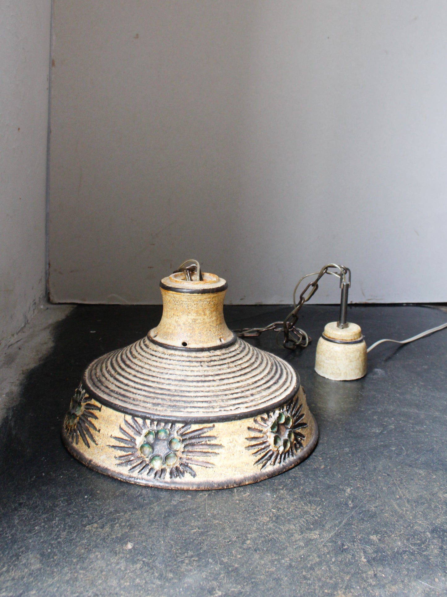 Danish Hand Painted Ceramic Ceiling Light