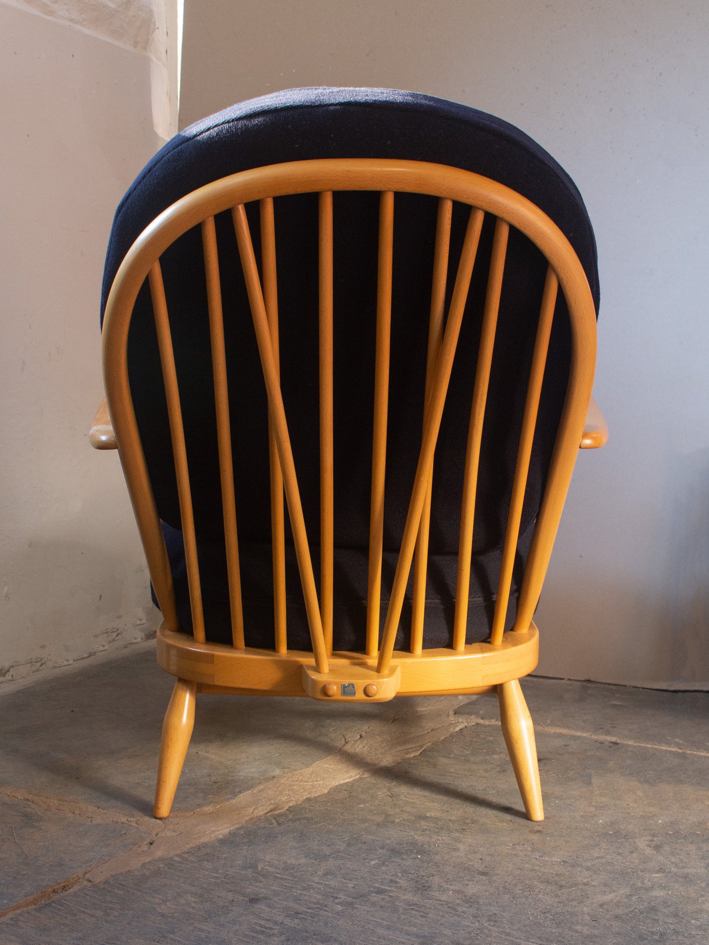 Ercol Windsor 203 Armchair - Fully Restored -Dark Navy Wool Covers
