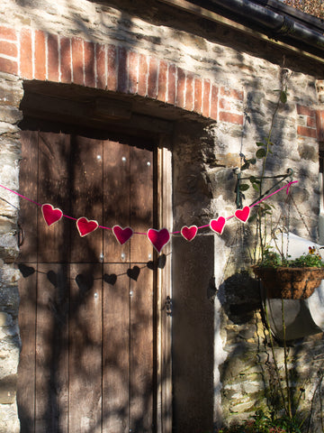 Heart String - Bunting - Handmade Decoration - Pink