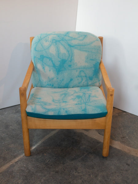 Ercol Modular 749 Lounge Chair - Fully Restored - Hand Painted Art Piece - Turquoise