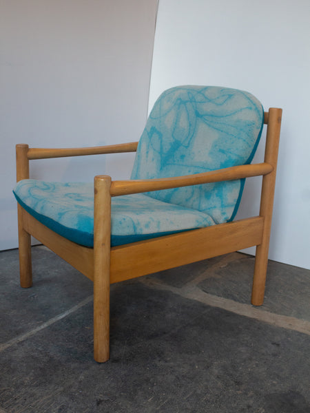 Ercol Modular 749 Lounge Chair - Fully Restored - Hand Painted Art Piece - Turquoise
