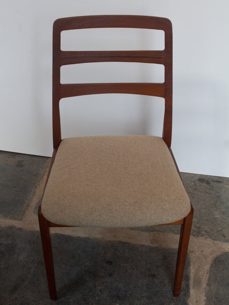 Solid Teak Dining Chairs with Wool Seat - set of 6