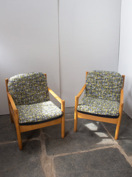 Ercol Modular 749 Lounge Chair - Fully Restored - Yellow/Black 1960's Quilted Design