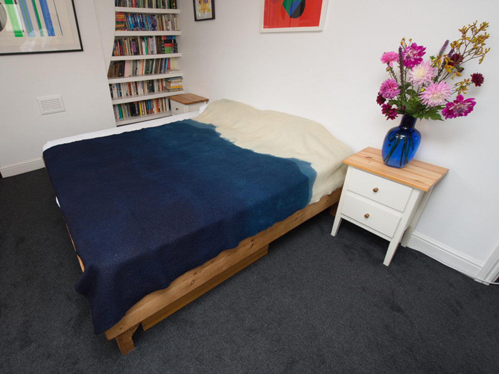 Large Indigo Dip Dyed Woolen Blanket