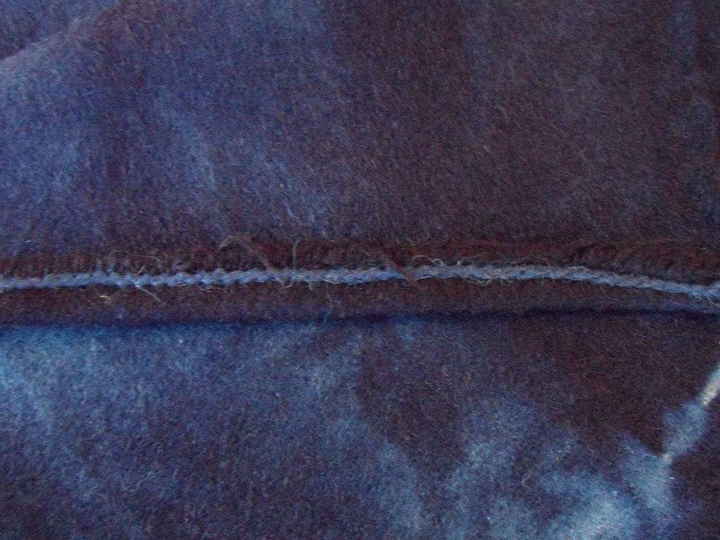 Indigo blue Adire hand dyed double wool blanket
