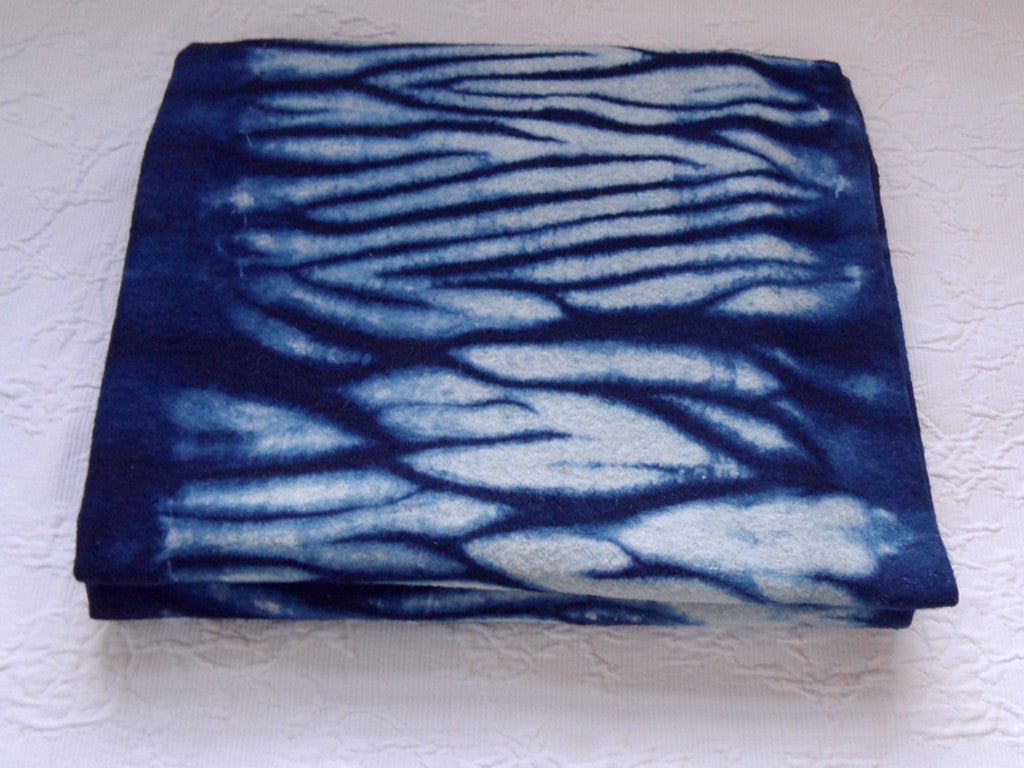 indigo shibori vintage wool blanket