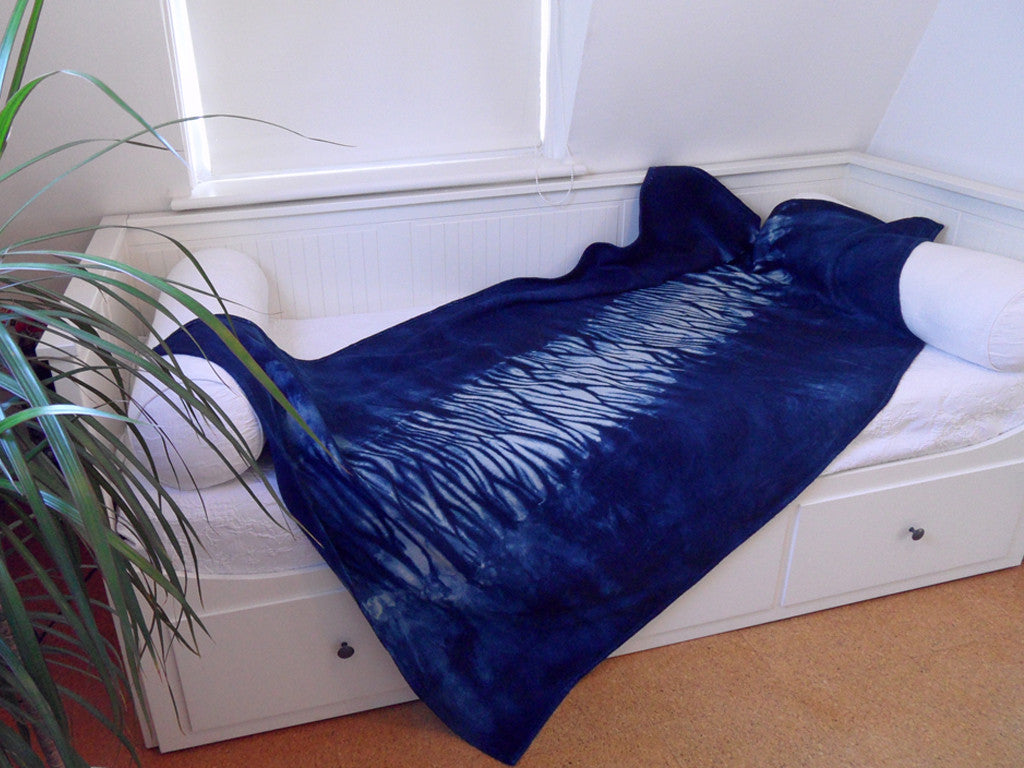 indigo shibori vintage wool blanket
