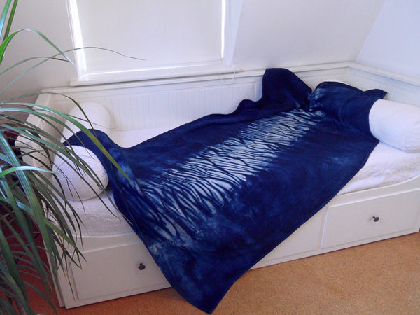 indigo shibori vintage wool blanket