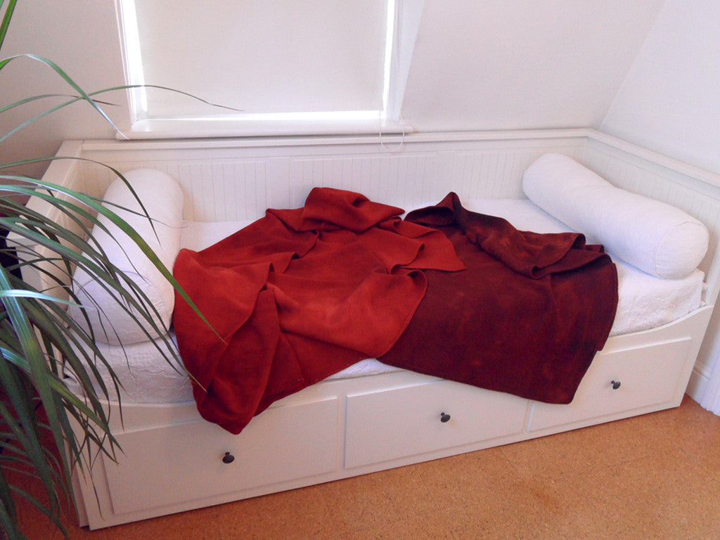two rustbrown  orange space dyed wool blankets