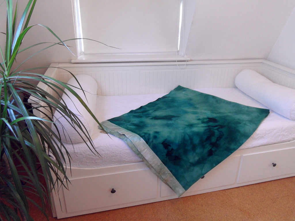 hand dyed green vintage woolen blanket throw bedspread