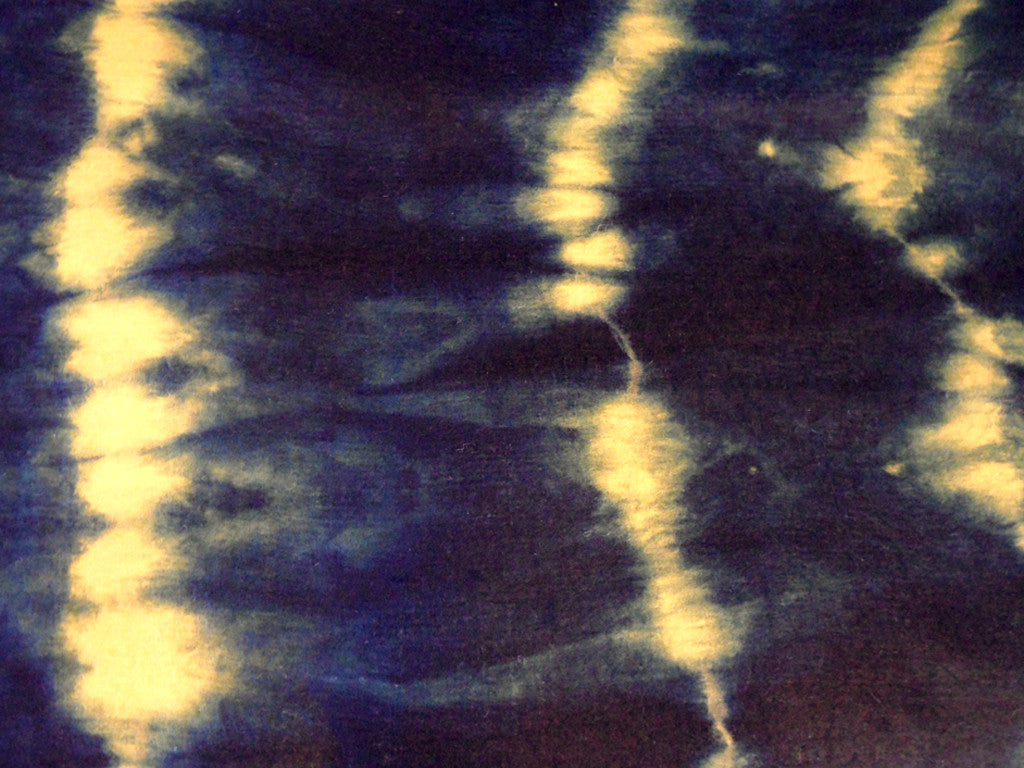 large adire dyed indigo and yellow blanket