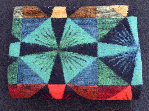 large 1950s vintage geometric multi coloured wool blanket
