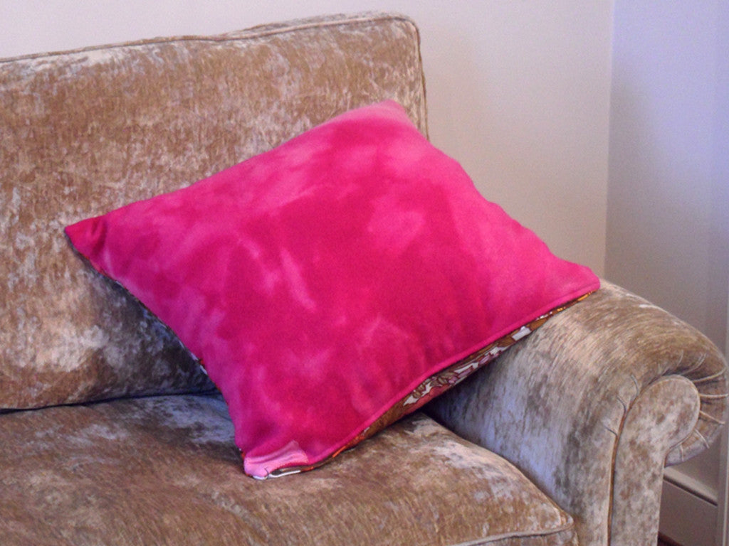 Pink and Orange Floral Cushion