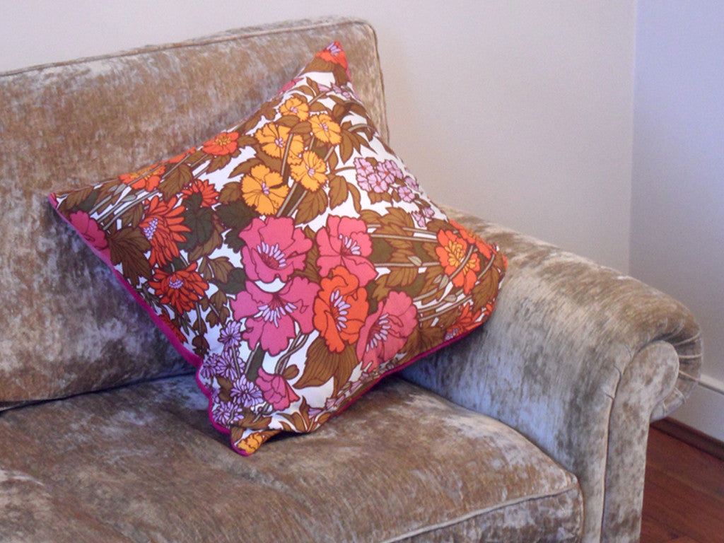 Pink and Orange Floral Cushion