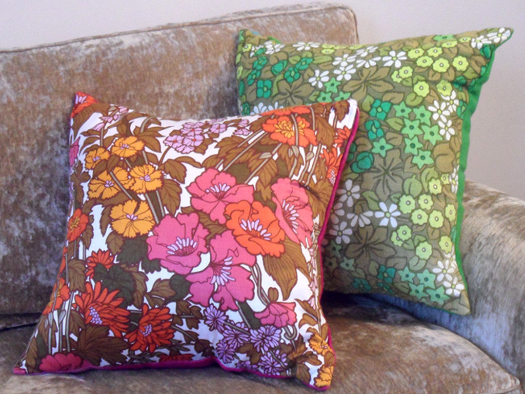 Pink and Orange Floral Cushion