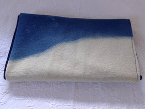 Small Dip Dyed Indigo Blue and White Woolen Blanket